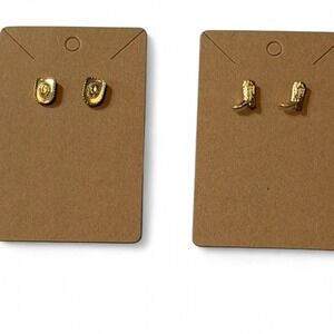 Gold Tone Cowboy Hat & Boot Stud Earrings